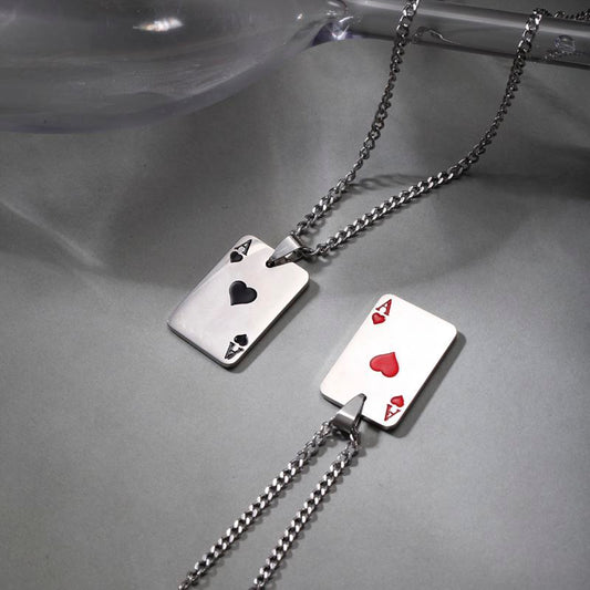 Hip-hop poker stainless steel plating pendant necklace 1 piece