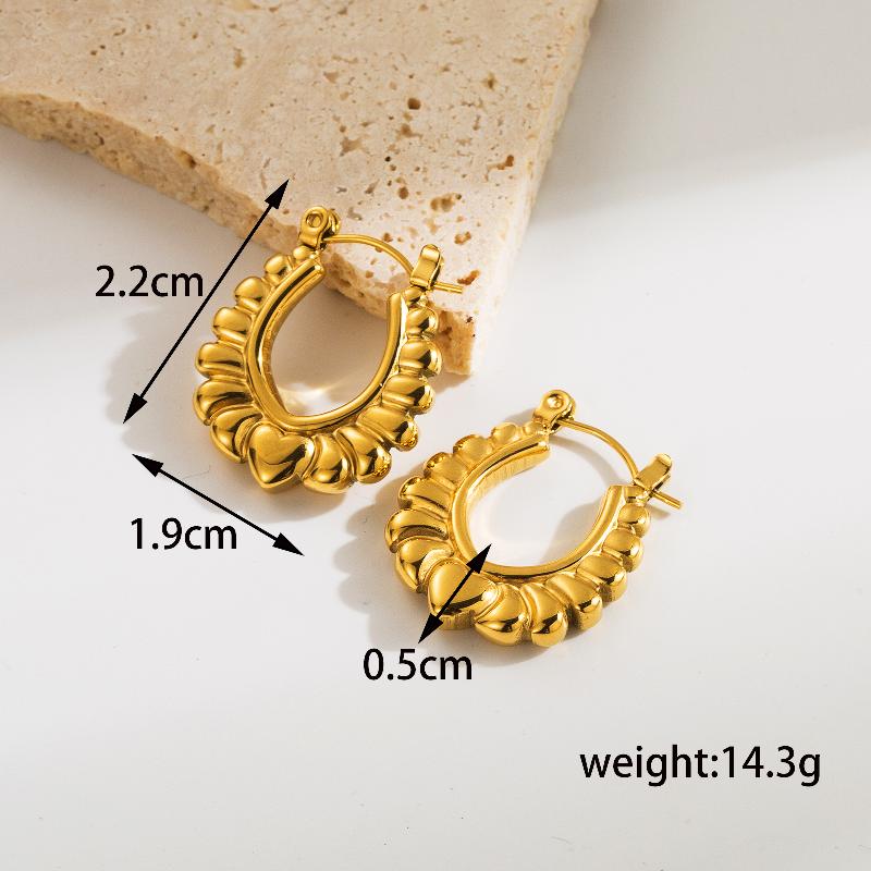 1 Pair Simple Style U Shape Geometric Heart Shape Plating Stainless Steel 18K Gold Plated Earrings