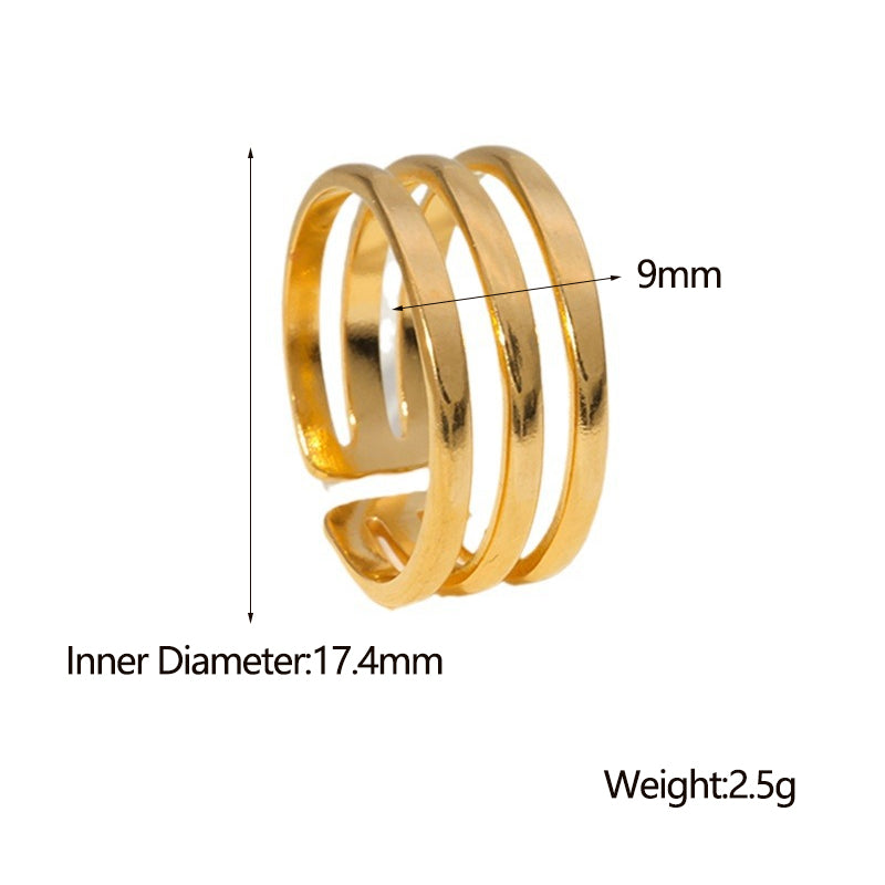 Fashion geometric stainless steel plating open ring