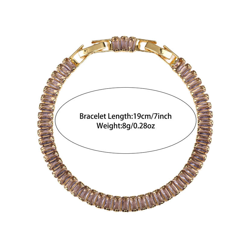 Elegant glam geometric stainless steel plating inlay zircon 18k gold plated tennis bracelet