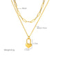 Simple style heart shape stainless steel chain 18k gold plated double layer necklaces