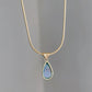 Classic style streetwear water droplets stainless steel plating inlay artificial crystal 18k gold plated pendant necklace