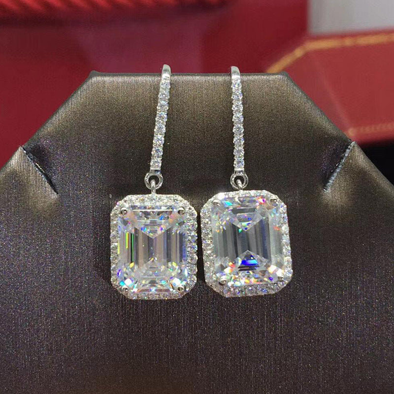 Korean simple retro alloy diamond geometric pendent earrings