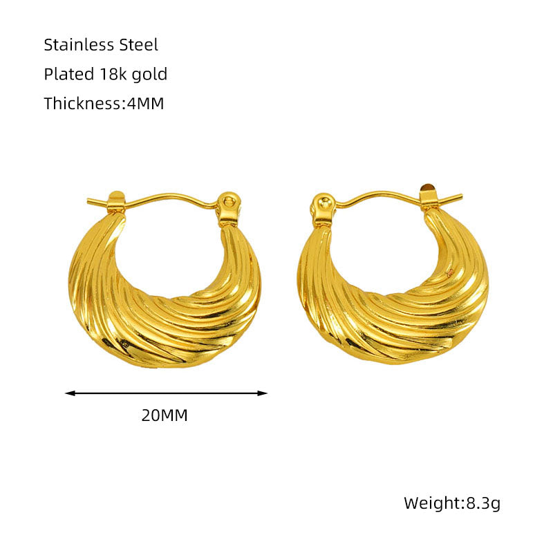 1 piece simple style classic style solid color polishing plating stainless steel titanium steel 18k gold plated earrings