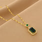 Fashion square titanium steel plating inlay rhinestones zircon pendant necklace 1 piece