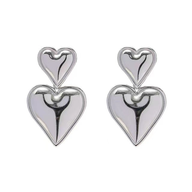 1 pair ig style basic streetwear heart shape plating stainless steel 18k gold plated drop earrings