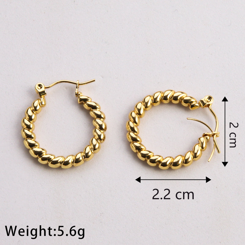 1 pair casual classic style commute u shape twist plating stainless steel gold plated earrings