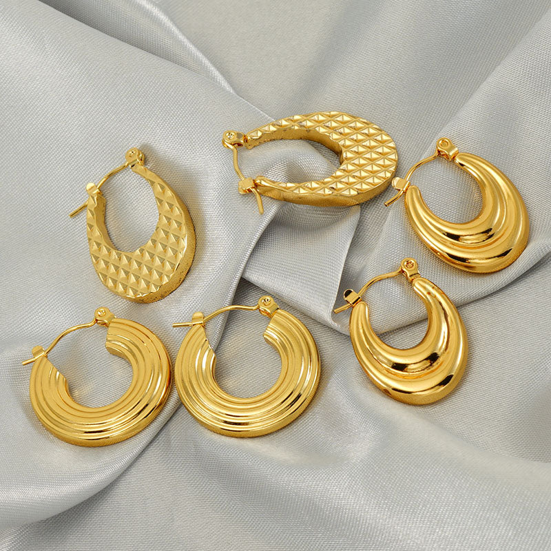 1 pair elegant u shape gold plated stainless steel earrings