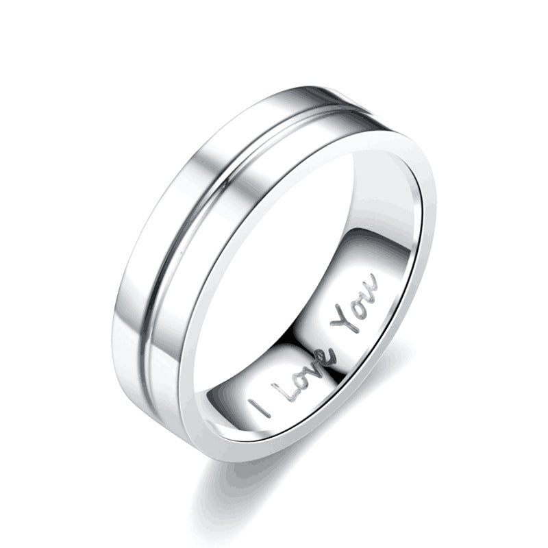 Jewelry letter inlaid diamond stainless steel ring