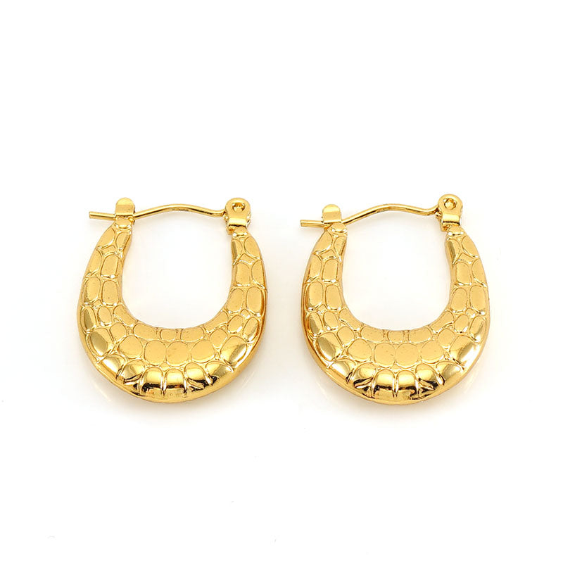 1 piece vintage style u shape semicircle round polishing plating stainless steel titanium steel 18k gold plated ear studs