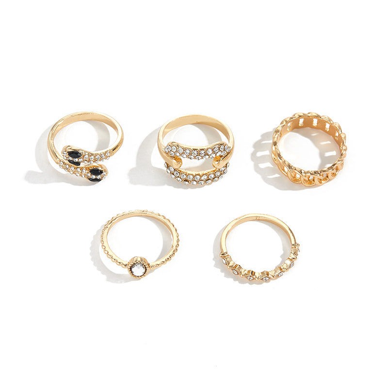 Fashion snake alloy rhinestones women's rings 1 set