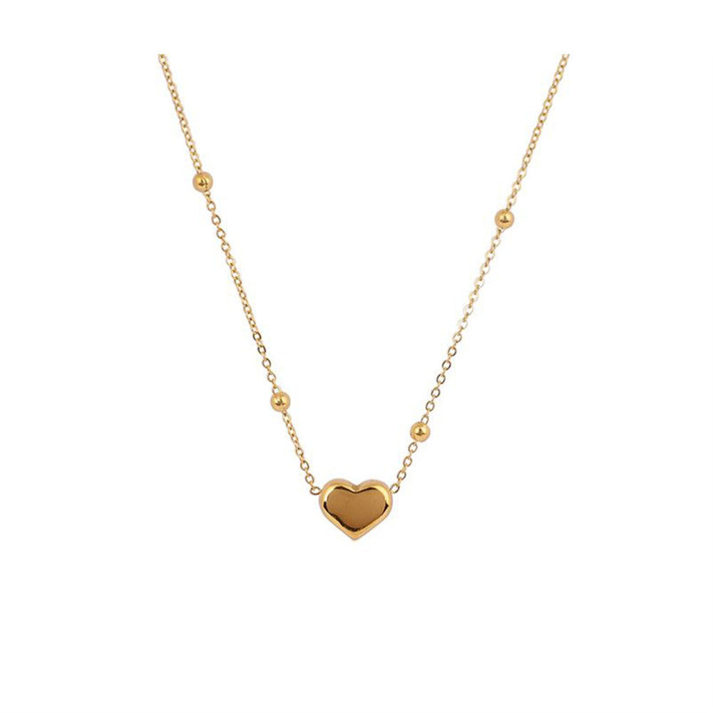 Simple style heart shape titanium steel plating gold plated pendant necklace