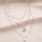 Retro multi-layered clavicle simple butterfly pearl pendant bead alloy chain