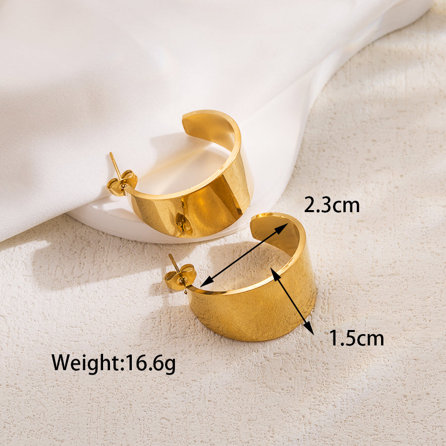 1 pair ig style basic cool style solid color plating stainless steel 18k gold plated earrings ear studs