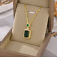 Fashion square titanium steel plating inlay rhinestones zircon pendant necklace 1 piece