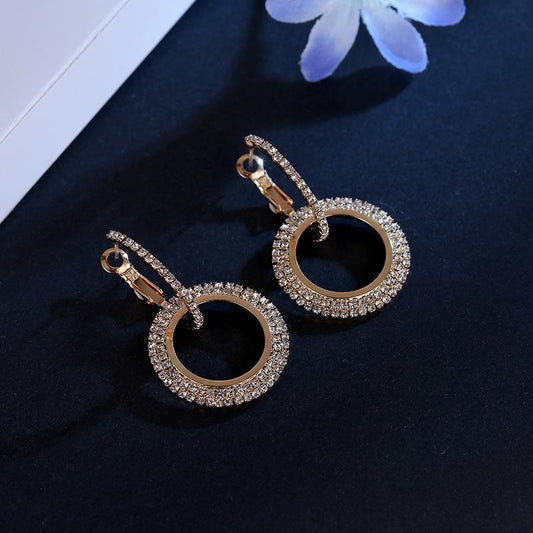 Korean temperament geometric circle artificial gemstone earrings nhdp149412