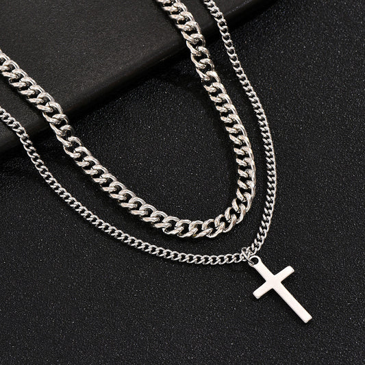 Simple style cross stainless steel plating unisex pendant necklace