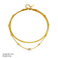 vintage style flower titanium steel plating inlay zircon 18k gold plated necklace