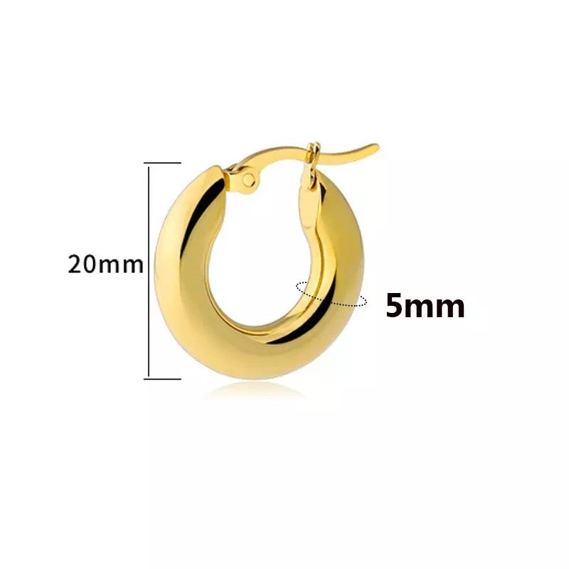 Fashion round stainless steel plating hoop earrings 1 pair