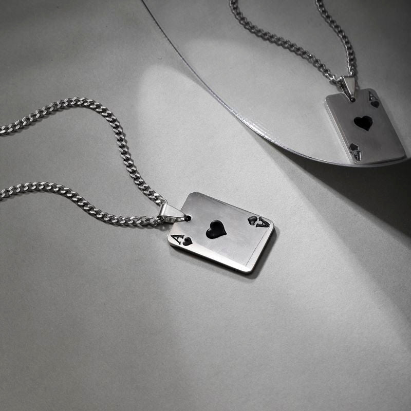 Hip-hop poker stainless steel plating pendant necklace 1 piece