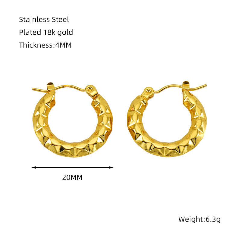 1 piece simple style classic style solid color polishing plating stainless steel titanium steel 18k gold plated earrings