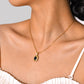 french style square stainless steel copper plating inlay zircon 18k gold plated pendant necklace