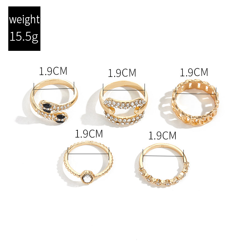 Fashion snake alloy rhinestones women's rings 1 set