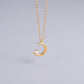 Simple style moon titanium steel plating zircon pendant necklace 1 piece