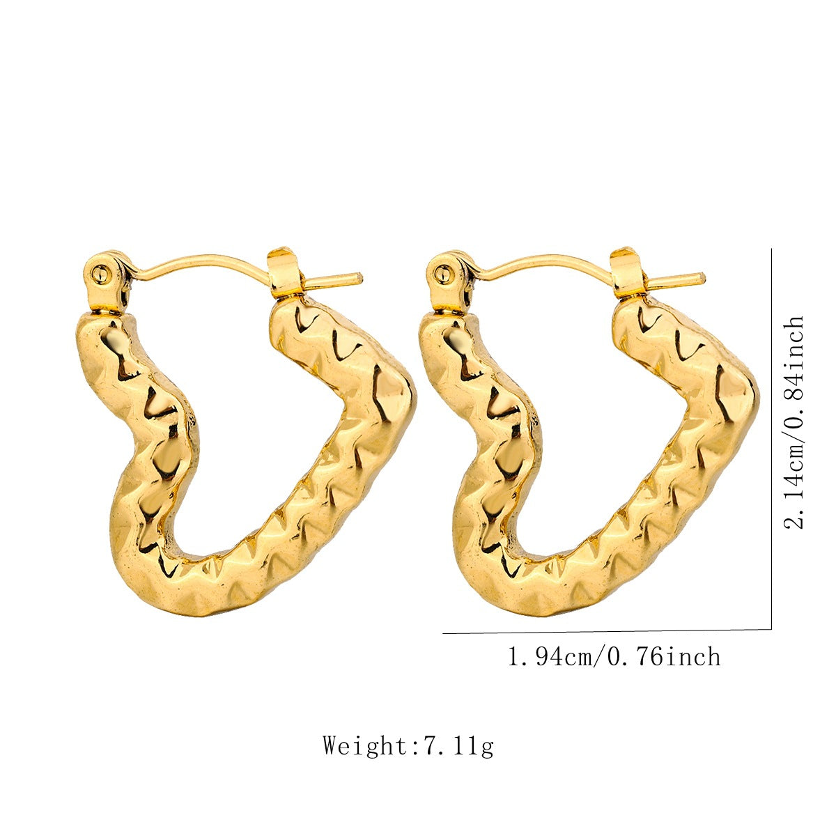 1 pair vintage style u shape geometric heart shape plating stainless steel hoop earrings