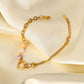Fashion geometric color pearl stainless steel heart pearl bracelet