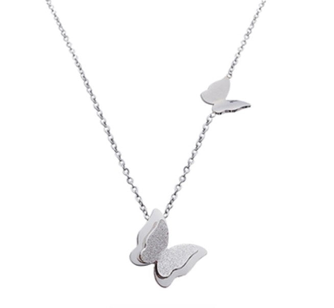 Elegant butterfly titanium steel plating necklace