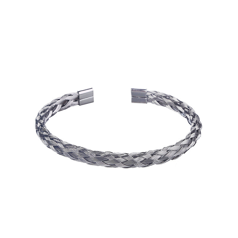 Simple style twist stainless steel plating unisex cuff bracelets