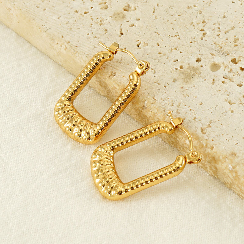 1 piece vintage style u shape semicircle round polishing plating stainless steel titanium steel 18k gold plated ear studs