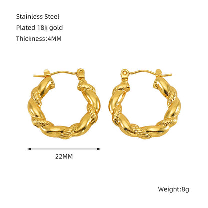 1 piece simple style classic style solid color polishing plating stainless steel titanium steel 18k gold plated earrings