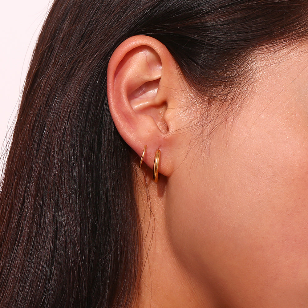 1 pair basic simple style classic style solid color plating stainless steel 18k gold plated ear studs