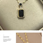 Fashion square titanium steel plating inlay rhinestones zircon pendant necklace 1 piece