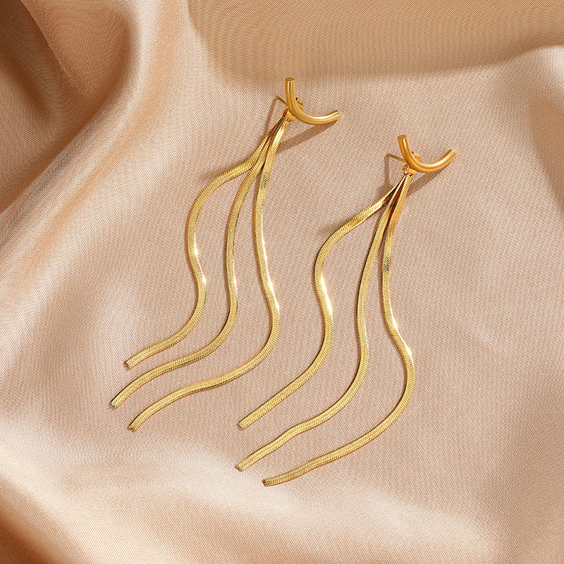 1 Pair Cute Solid Color Plating Titanium Steel Gold Plated Drop Earrings