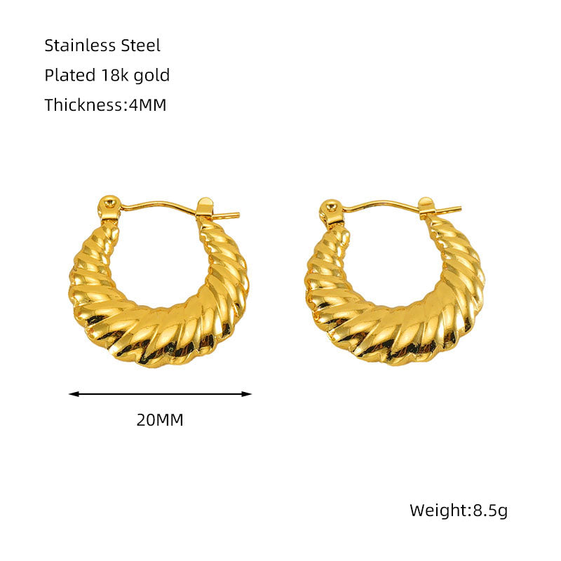 1 piece simple style classic style solid color polishing plating stainless steel titanium steel 18k gold plated earrings