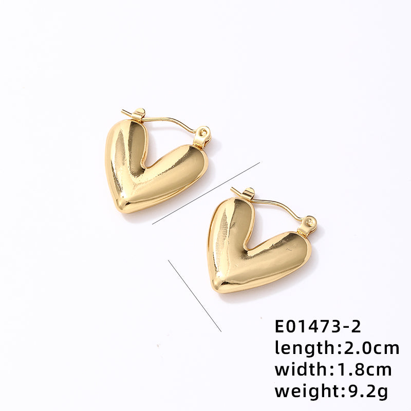 1 pair ig style vintage style heart shape plating stainless steel 18k gold plated ear clip