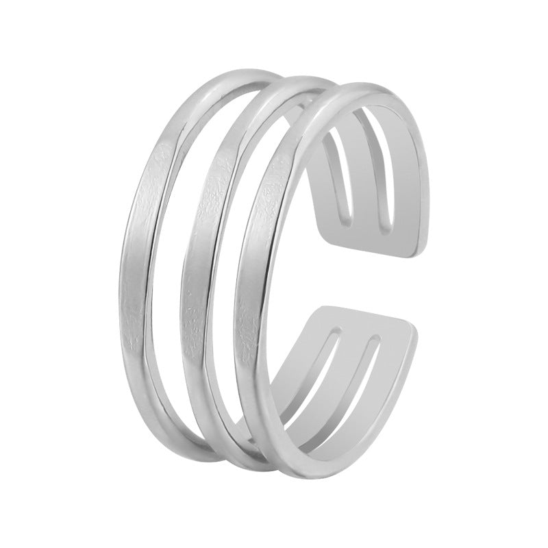 Fashion geometric stainless steel plating open ring