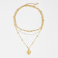 Clavicle chain trendy temperament portrait coin chain pearl three-layer necklace