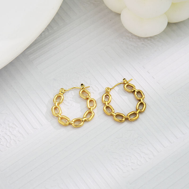 1 pair vintage style u shape geometric heart shape plating stainless steel hoop earrings