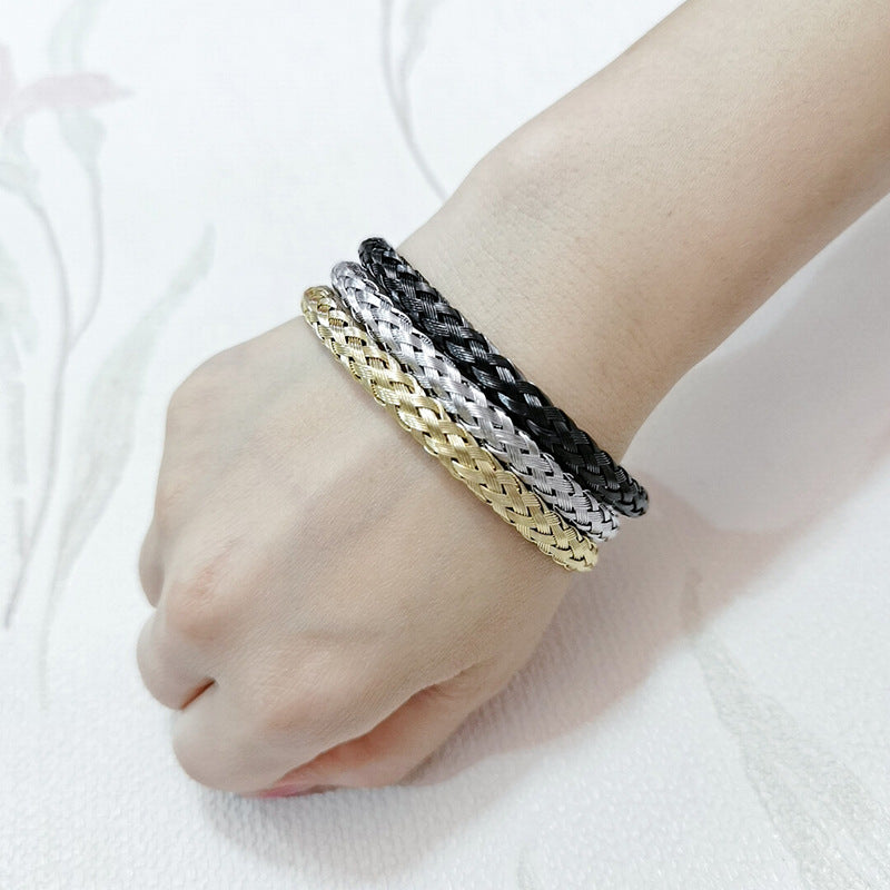 Simple style twist stainless steel plating unisex cuff bracelets