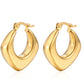 1 pair elegant water droplets heart shape titanium steel hoop earrings