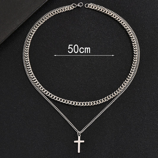 Simple style cross stainless steel plating unisex pendant necklace