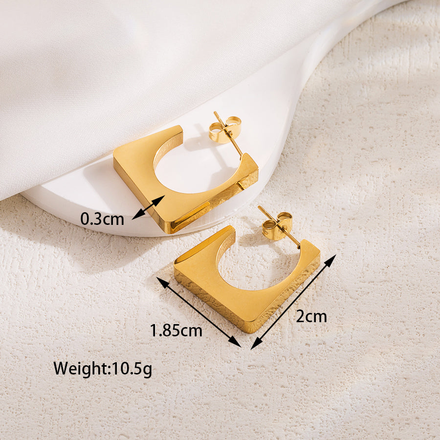 1 pair ig style basic cool style solid color plating stainless steel 18k gold plated earrings ear studs