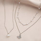 Retro multi-layered clavicle simple butterfly pearl pendant bead alloy chain