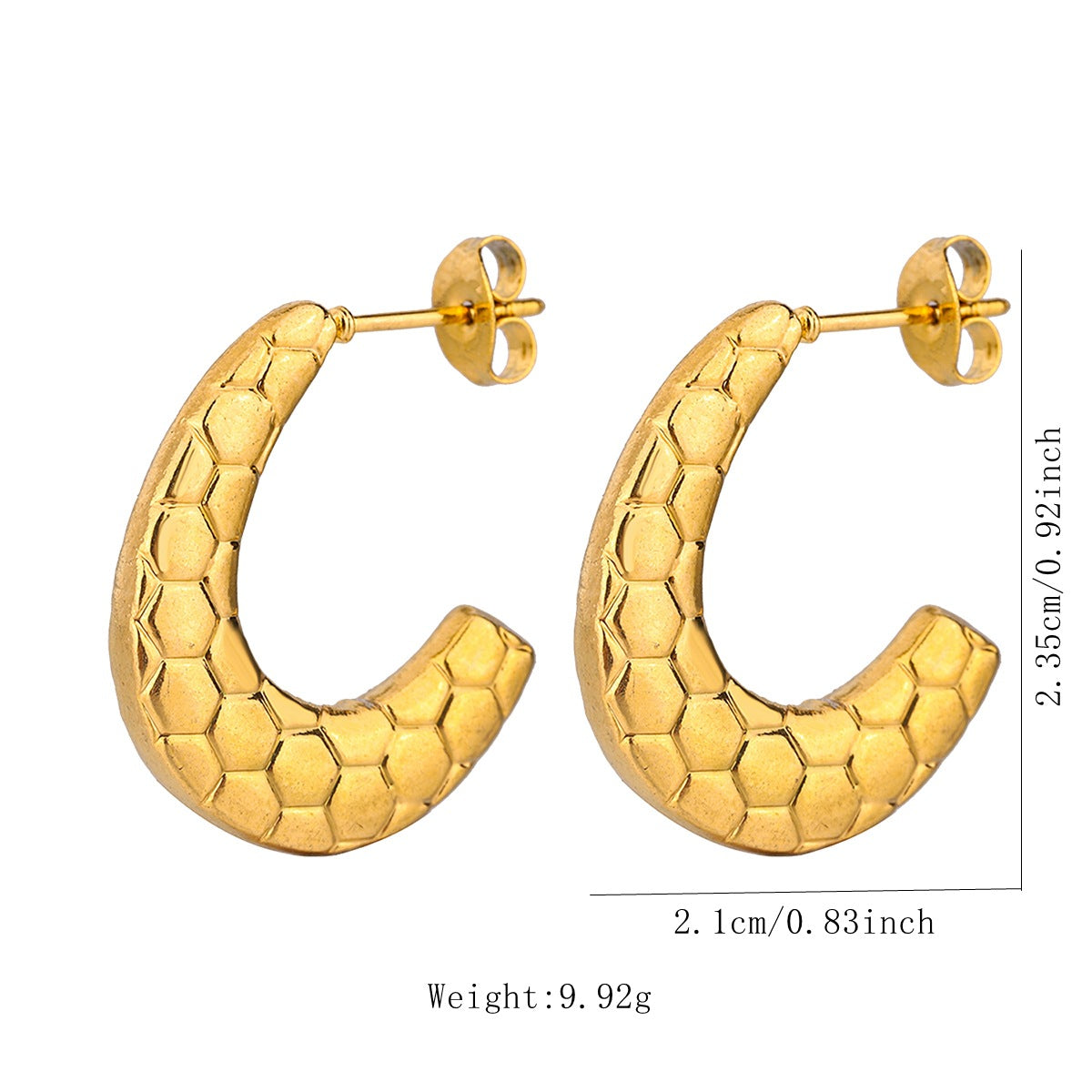 1 pair vintage style u shape geometric heart shape plating stainless steel hoop earrings