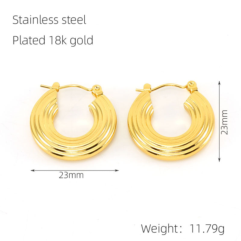 1 pair elegant u shape gold plated stainless steel earrings