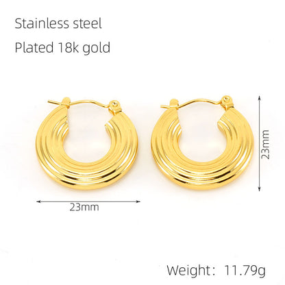 1 pair elegant u shape gold plated stainless steel earrings